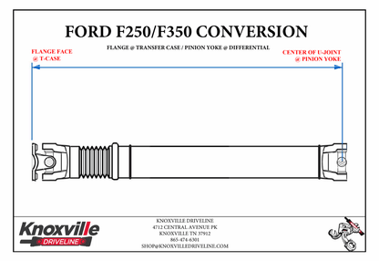 FORD F250 & F350 ONE PIECE DRIVELINE / DRIVESHAFT CONVERSION - KNOXVILLE DRIVELINE